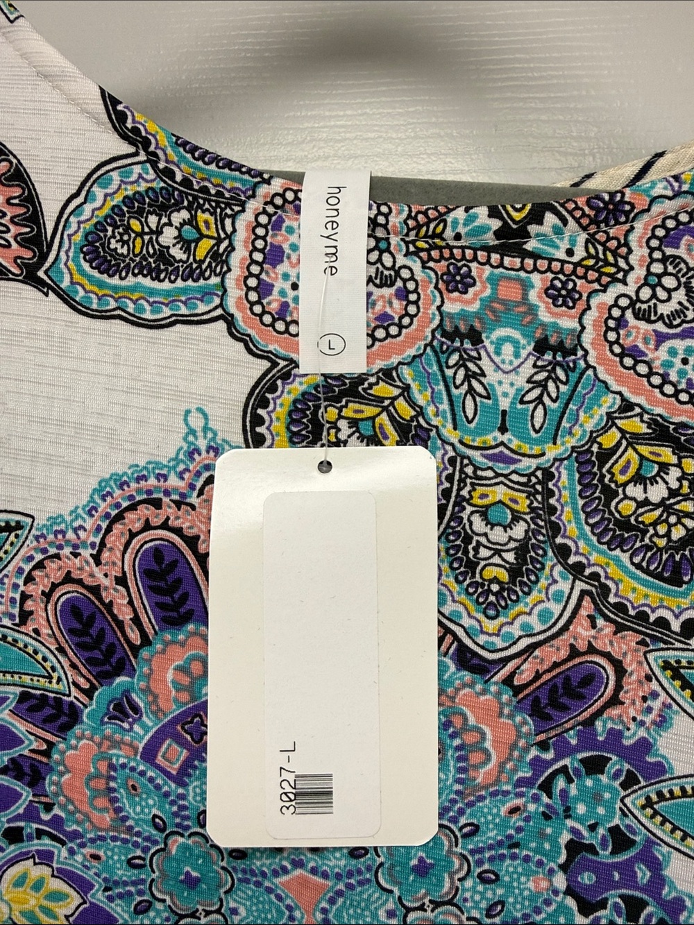 Honeyme Paisley Floral Shift Dress - Teal, Yellow & Pink - Picture 2 of 3